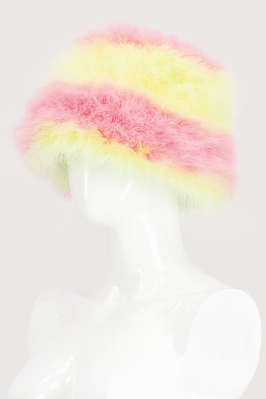 JimmyPaul Studio - Pastel Pink/Yellow Feather Bucket Hat