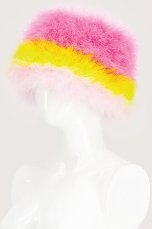 JimmyPaul Studio - Bright Pink Yellow Feather Bucket Hat
